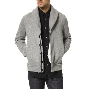 Rag and Bone Heather Gray Button Down Elbow Patch Cardigan